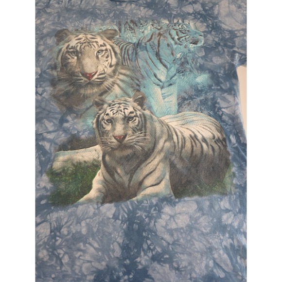 Y2k Tie Dye White Tiger T Shirt Men's Medium 90s Delta Pro Weight Nature Grunge - Picture 2 of 6